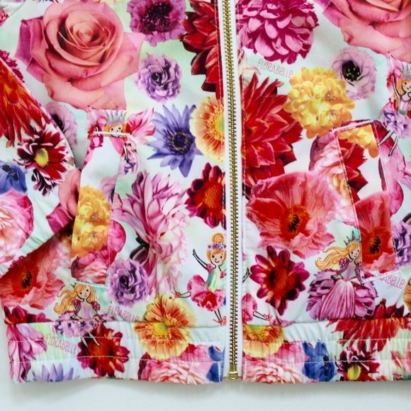 Florabelle Long Sleeve Floral Zip Bomber Jacket Size 2T - White/Pink - Picture 4 of 5